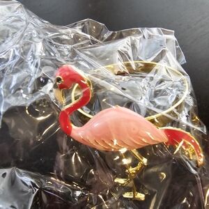 6 Pink Flamingo napkin Rings- Gold Tone and Pink